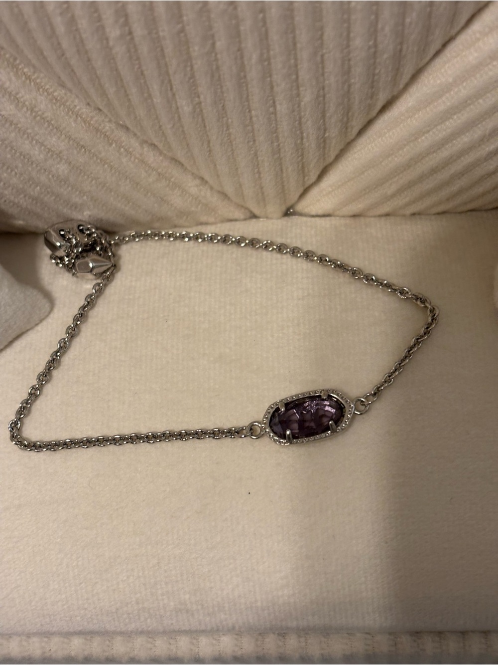 Kendra Scott Silver Bracelet with Amethyst Purple Centerstone